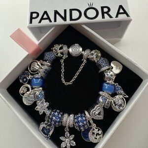 Pandora Silver and Blue Starry Charm Bracelet